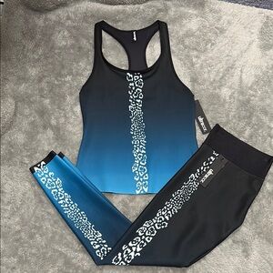 Ultracor Blue and Black Leopard Print Activewear Set